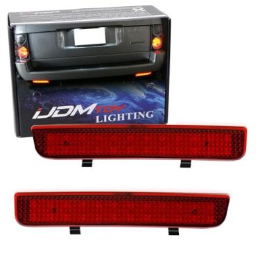 Imagem de iJDMTOY Lente vermelha 24-SMD luzes refletoras de para-choque compatíveis com Land Rover Range Rover 03-12, 08-15 Freelander 2 LR2, funcionam como lanternas traseiras, freio e neblina traseira