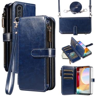 Imagem de Asuwish Capa de telefone para LG Velvet 5G/LGVelvet Verizon G5 UW T-Mobile 2020 capa com protetor de tela e cordão zíper carteira porta-cartão suporte suporte celular LM G900UM 4G Tmobile mulheres