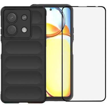 Imagem de LosruGir Capa para Xiaomi Redmi Note 13 Pro 4G/Xiaomi Poco M6 Pro 4G, capa resistente, antiarranhões, à prova de choque, antiderrapante, absorção de TPU, borda macia, capa flexível, preta