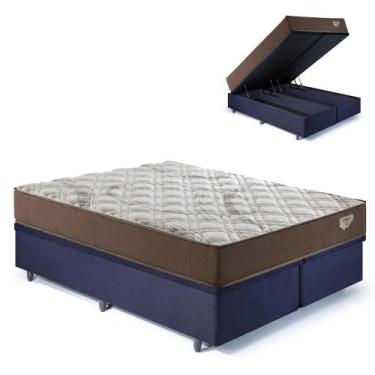 Imagem de Base Box Baú Bipartido Casal 138x188 Suede Preto com Colchão Relax Ado