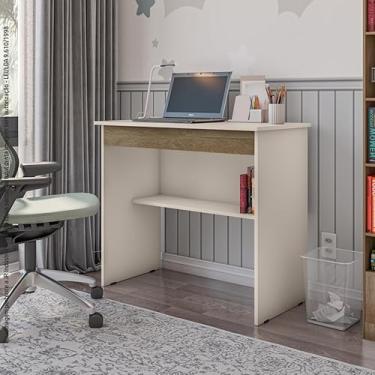 Imagem de Mesa de Escritório com 01 Gaveta para Notebook e Computador Vitória (Off White/Freijó)