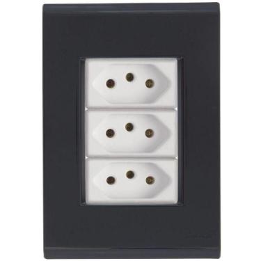 Imagem de Cj Três Tomadas Tripla 10a Liz Grafite Tramontina Completo Pronto Tram