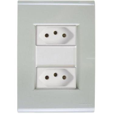 Imagem de Cj Duas Tomadas Dupla 10a Liz Verde Ardósia Tramontina Completo Pronto