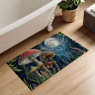 Imagem de Kibue Tapete de porta interior encantador floresta de cogumelos, capacho de entrada de boas-vindas para varanda interior, porta da frente, cozinha, 43 cm × 29 cm, com suporte antiderrapante, tapetes