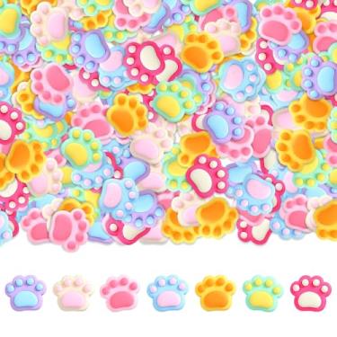 Imagem de RSACCSKY 100 peças de pingentes de geleca de resina gato patas conjunto fofo kawaii sortido doces sortidos contas de geleca flatback suprimentos para fazer artesanato DIY e enfeites scrapbooking