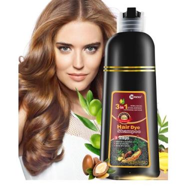 Imagem de Shampoo de Tintura de Cabelo Leorx 3 em 1 - Cor Marrom para Homens e M