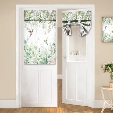 Imagem de Cortinas de porta para janelas de porta, aquarela, pássaros, natureza, floresta, plantas, flores, folhas, borboletas, para porta de vidro francesa, cortinas coloridas de casa de fazenda, pequenas
