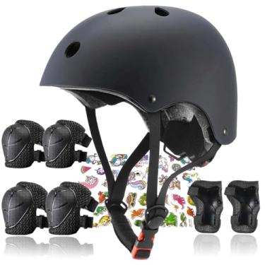 Imagem de FOOKCIAN Capacete Infantil, Capacetes De Skate Para Crianças De 2 A 3, 5, 8 A 14 Anos, Meninos E Meninas Com Joelheiras E Cotoveleiras, Protetores De Pulso Adequados Para Patins, Skate, Patinete De
