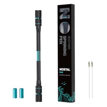 Imagem de ADSPINZOR Mortal Spinning Pen Mod by Mr. Nope Professional Trick Pen para truques e alívio antiderrapante, longa, azul