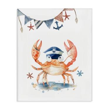 Imagem de Stupell Industries Design de arte de parede em tela de caranguejo em chapéu de marinheiro por LSR Design Studio, 40 x 50 cm