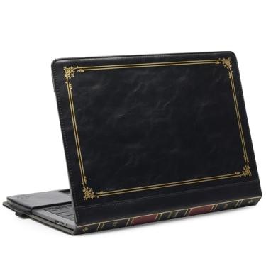 Imagem de TYTX Capa compatível com MacBook Air de 13 polegadas, capa de couro PU para MacBook compatível com modelos A2337, A2179, A1932, 2018, 2019, 2020, 2021, capa para laptop com suporte para caneta, preta