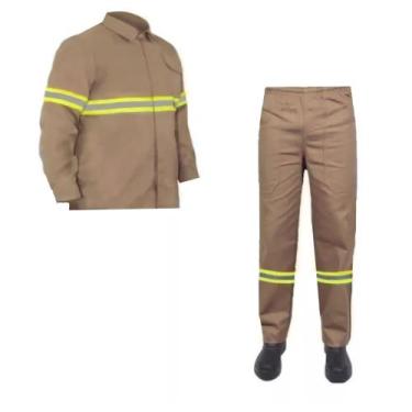 Imagem de Conjunto Brim com Refletivo para Trabalho Profissional Uniforme - A Fá