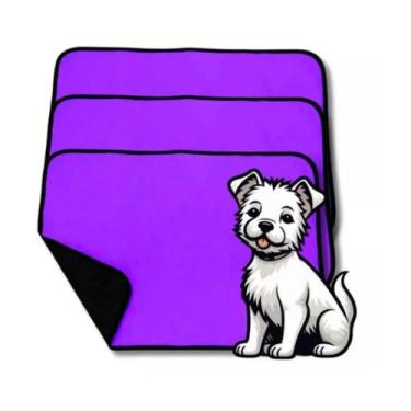 Imagem de Kit 3 Tapetes Higiênicos Laváveis para Cães de Porte Médio Roxo  70x50