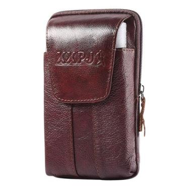 Imagem de Pochete De Couro Genuíno - Carteira De Cintura Bolsa, Ziper - NoBrand,