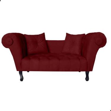 Imagem de Recamier Sofá Divã Namoradeira Dubai Suede - Fina Mobília, bordo