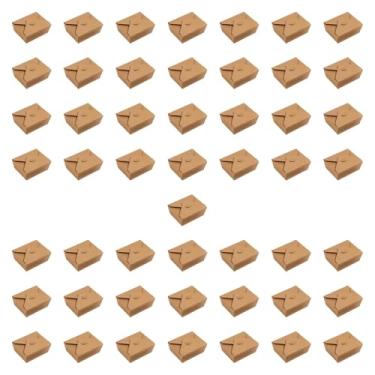 Imagem de ＫＬＫＣＭＳ 50x tigelas descartáveis ​​caixas de salada kraft comida conveniente tirar caixa caixas de embalagem de alimentos para legumes frutas acampamento, 1400ml