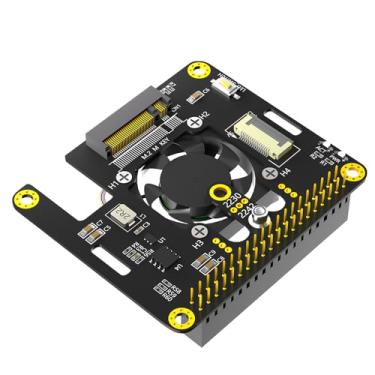 Imagem de Nova versão 3 em 1 Combo M.2 NVMe para adaptador PCIe com ventilador cooler e LED de descoloração automática para Raspberry Pi 5 (versão curta)