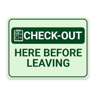 Imagem de Classic Framed Plus Check-Out Here Before Leaving Door or Wall Sign | Saudação e recepção de instalações médicas - Grande