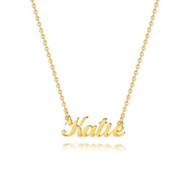 Imagem de Hidepoo Colar com nome personalizado – Colar com pingente de nome personalizado de aço inoxidável, corrente delicada com nome de letra, joias personalizadas para mulheres e meninas, metal, Metal