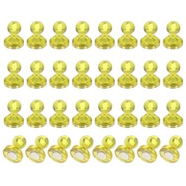 Imagem de PATIKIL 32 peças de pinos de ímãs, 0,8 x 0,6 ímãs fortes de geladeira quadro branco magnético tachinhas decorativas para geladeira Locker calendário escritório, amarelo