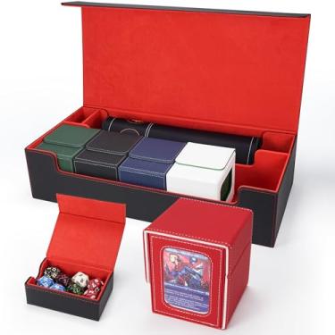 Imagem de AFIING MTG Deck Box 6 em 1 com MTG Playma, caixa de armazenamento de cartão premium com 5 peças MTG Deck Box comporta mais de 2400 cartas colecionáveis, grande caixa de baralho TCG para cartas