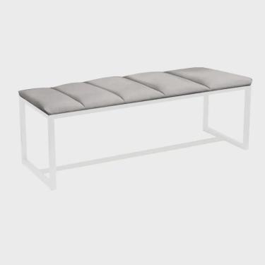 Imagem de Calçadeira Industrial Carla 160cm Queen Size Quarto Box Cama Ferro Branco Suede Cinza Claro - Ahz Móveis