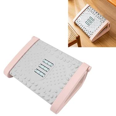 Imagem de Descanso para Os Pés, 6 PP Ajustáveis em Altura Sob a Mesa Apoio para Os Pés Com Textura de Massagem e Rolo para Debaixo da Mesa No Trabalho (Róseo)