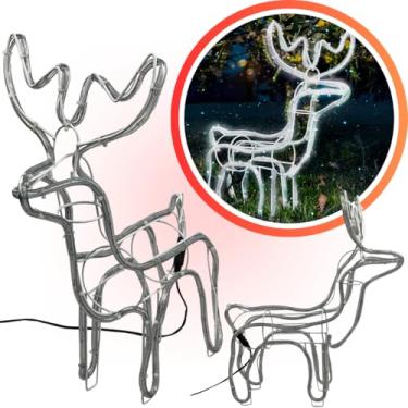 Imagem de Conjunto 2 Renas de LED Decorativas de Natal, 45 cm de Altura, Tamanho Médio, 112 Lâmpadas LED, Luz Branca Fria, Perfeito para área interna ou Externa, Casa, Jardim, Eventos, Lojas, Coméricio, Hotéis