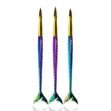 Imagem de Kit 3 Pincéis Sereia Alongamento Unha Nail Design Porcelana