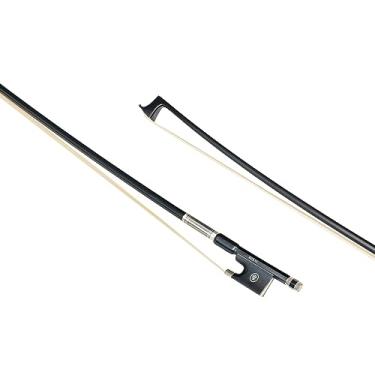 Imagem de MI&VI Clássico arco de violino de fibra de carbono (tamanho 1/8) com bolsa macia e sapo ébano | Suporte octogonal prata | Bem equilibrado | Leve | Cabelo de cavalo da Mongólia real - da MIVI Music
