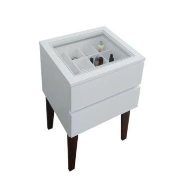 Imagem de Mesa de Cabeceira Penteadeira Mesa Lateral de Apoio Branco Laca - Form