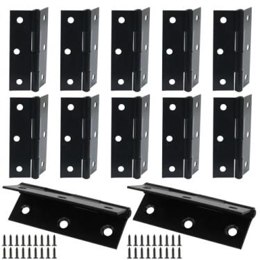 Imagem de Luomorgo Pacote com 12 mini dobradiças de 6 cm, dobradiças para armário de aço inoxidável, dobradiças de porta dobráveis pequenas para caixa de madeira, artesanato (preto)