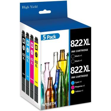 Imagem de Cartuchos de tinta Wiseta 822XL de alto rendimento para impressora Epson WF