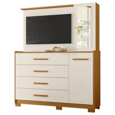 Imagem de Cômoda Para Quarto com Painel TV 43 Pol Azaleia A02 Off/Cinamomo - Mpo