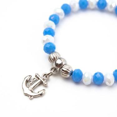Imagem de Pulseira Marinheiro Ancora Cristal Azul e Silicone - Lua Mística - 100