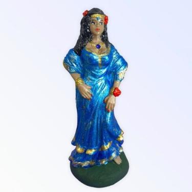 Imagem de Escultura Cigana Azul Metalizada 15 cm  Resina - Lua Mística - 100% Or