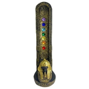 Imagem de Incensario egipcio dourado 7 chakras Tutankamon 47177  vertical 22 cm 