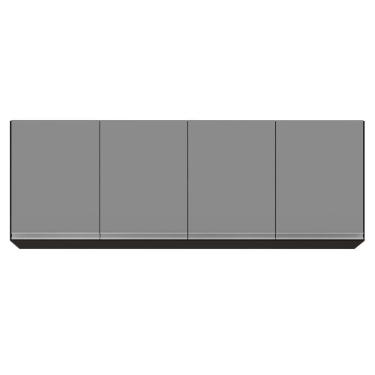 Imagem de Armário Aéreo 160cm 4 Portas Nevada Preto-cinza - Lumil Móveis