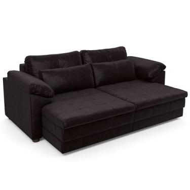 Imagem de Sofá Retrátil Para Sala de Estar 3 Lugares 215cm Riza S03 Couro Vinho 