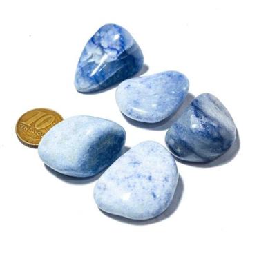 Imagem de 05 Quartzo Azul Rolado Natural Pedra G 30 a 45mm Tipo A - CristaisdeCu