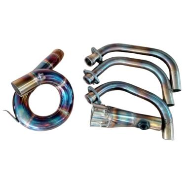 Imagem de Sistema de Escapamento Completo para Yamaha FZ-09/MT-09 Performance DES Racing Modelo Caracol (Ponteira Hexagonal GP Curta (corpo de 20cm e SEM db killer), Coletor azulado)