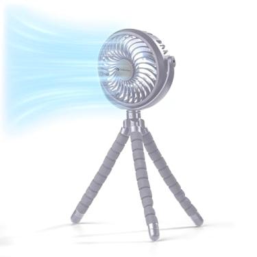 Imagem de Comfort Zone Ventilador de carrinho de bebê flexível de 3 velocidades de 4 polegadas, recarregável, tempo de carregamento de 2 a 3 horas, retenção segura, cinza