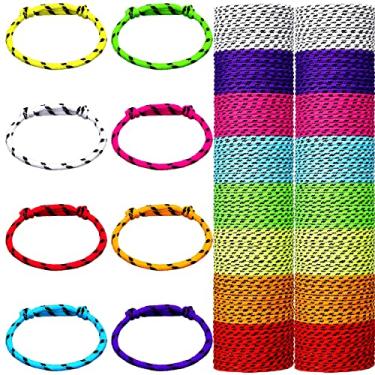 Imagem de Pulseiras da amizade, 168 pulseiras em 8 cores sortidas, pulseiras ajustáveis para crianças, corda de neon, pulseiras da amizade, para meninas e meninos, lembrancinhas de festa