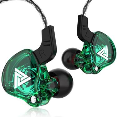 Imagem de Qkz ak6 Fones de ouvido para jogos com microfone, fones de ouvido esportivos universais de alta fidelidade de 3,5 mm para corrida com microfone, fones de ouvido de música (com microfone, verde)