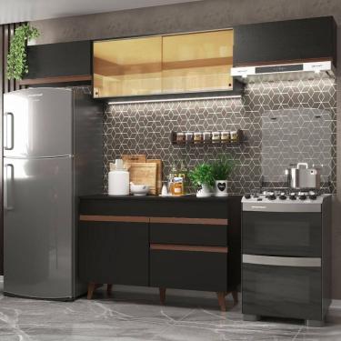 Imagem de Cozinha Compacta Madesa Reims Com Armário E Balcão Preto