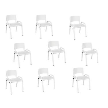 Imagem de Kit 9 Cadeira Iso Infantil Creche, Escola Base Branco Branco - LAURALA