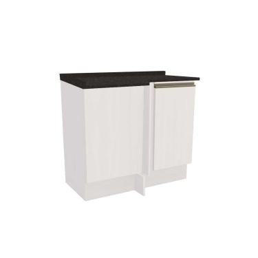 Imagem de Balcão Cozinha p/ Cooktop c/ Tampo Maxxi G748 Canto Reto c/ 1 Porta 80cm Branco/Preto - Kappesberg