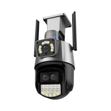 Imagem de 8MP 4K PTZ Wifi Câmera De Vigilância Externa Sem Fio Tela Dupla AI Det