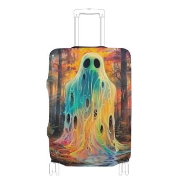 Imagem de Joisal Capa de bagagem de mão Magic Mushrooms Ladybugs serve para malas de 45 a 81 cm para mala de viagem elástica aprovada pela Tsa, Floresta fantasma, XL 29-32 in