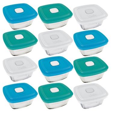 Imagem de Conjunto De Potes Marinex Facilita Vap Em Vidro 500 Ml - 12 Peças Transparente Com Colorido